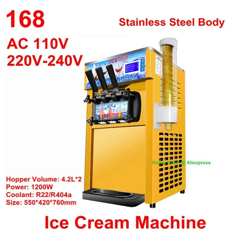 

AC220V/110V Of 3 Flavors 1200W Mini DIY Child Ice Cream Machine Commercial Desktop Top Ice Cream Maker Tool With Digital Display