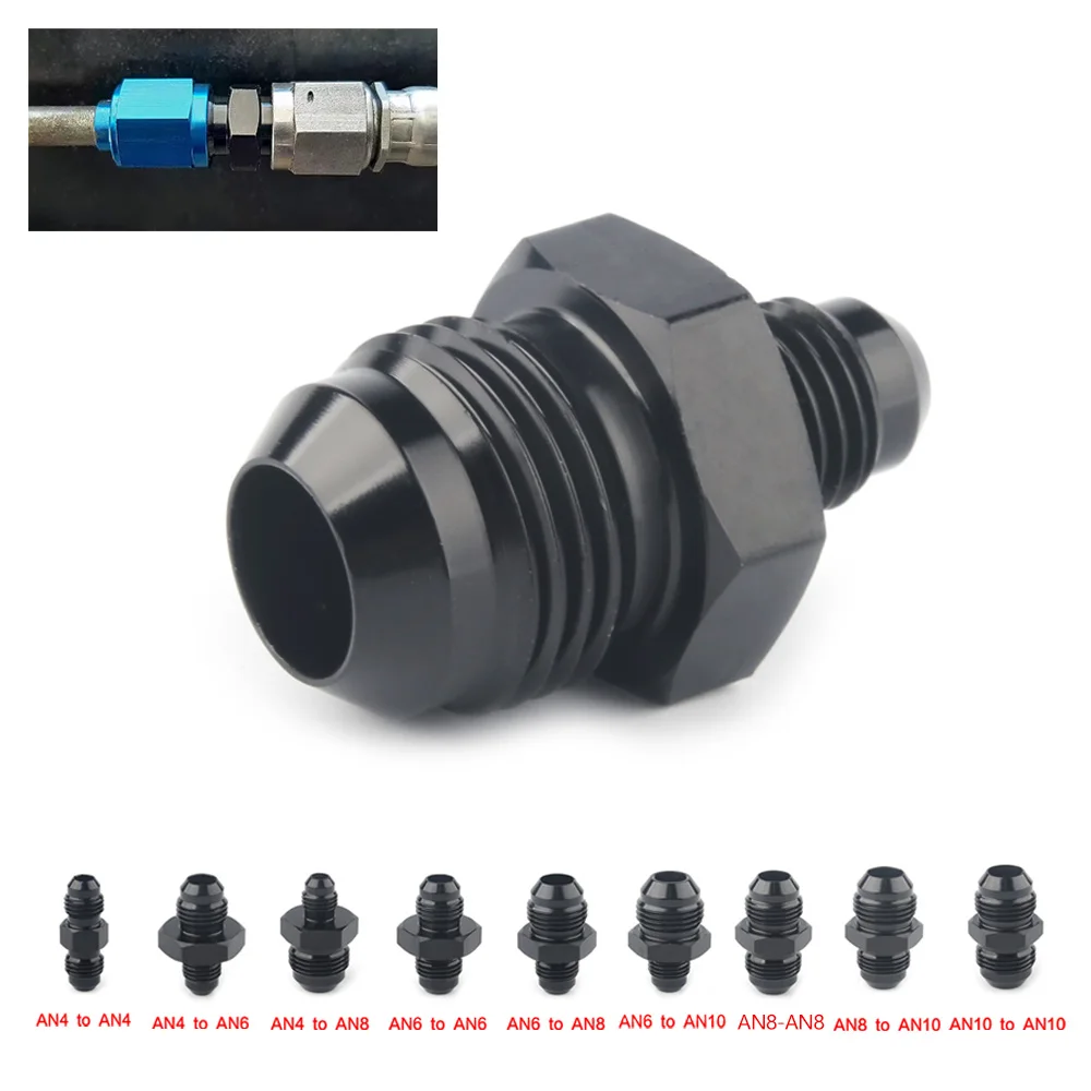Straight AN Male‑Male Union Coupler Aluminum Flare Fitting AN4 AN6 AN8 AN10 Auto Oil Fuel Hose End Adapter for Nitrous System