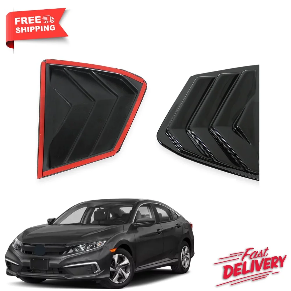 Rear Side Ventilation Window Blinds Sun Shade Cover Black 2 Pieces Auto Accessories Trim For Honda Civic 9th Sedan 2012-2015