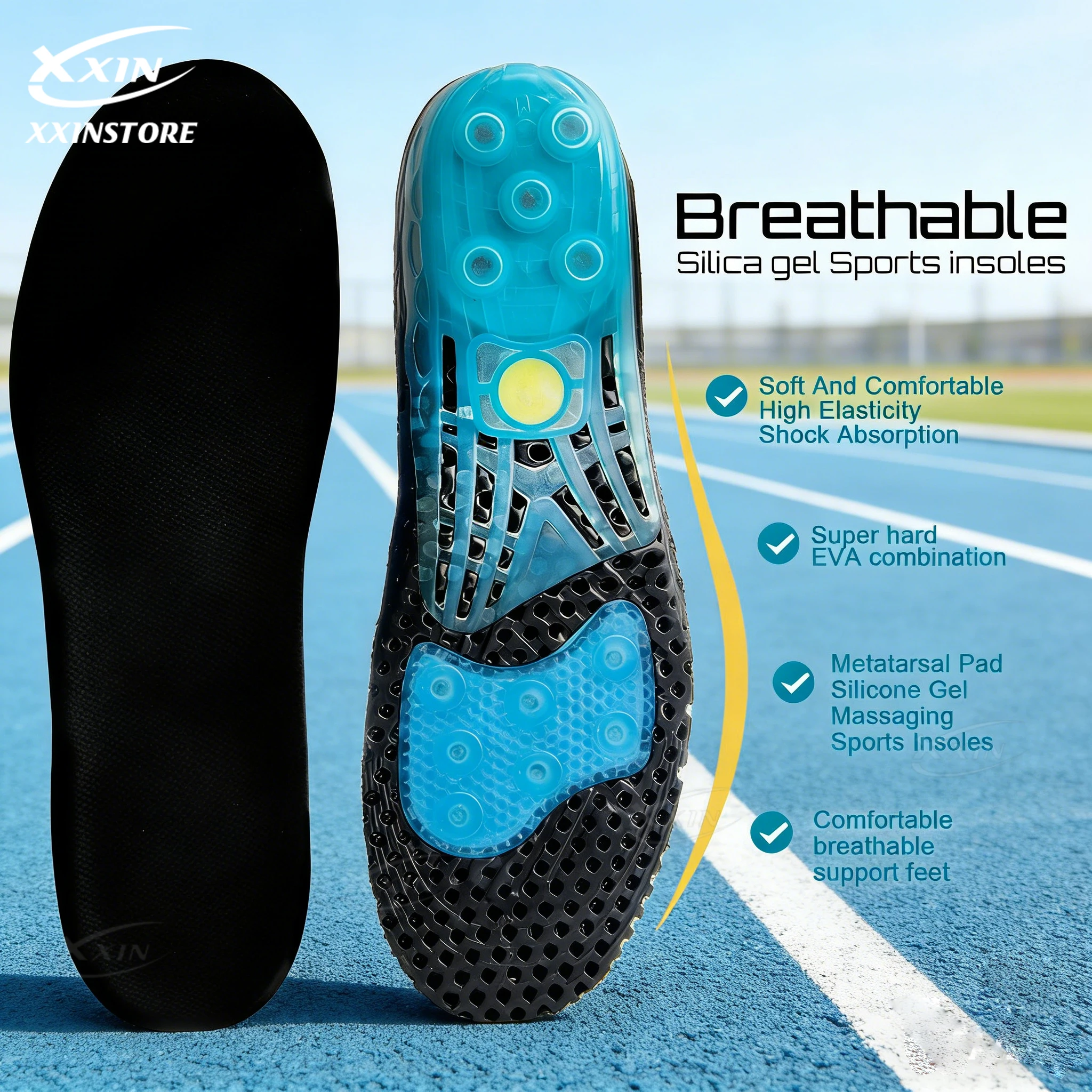 【Xxin】Spring Insoles Arch Support Orthotic Insoles Silicone Sports Shoe Pad Men Women Flat Feet Shoe Insoles Size35-48