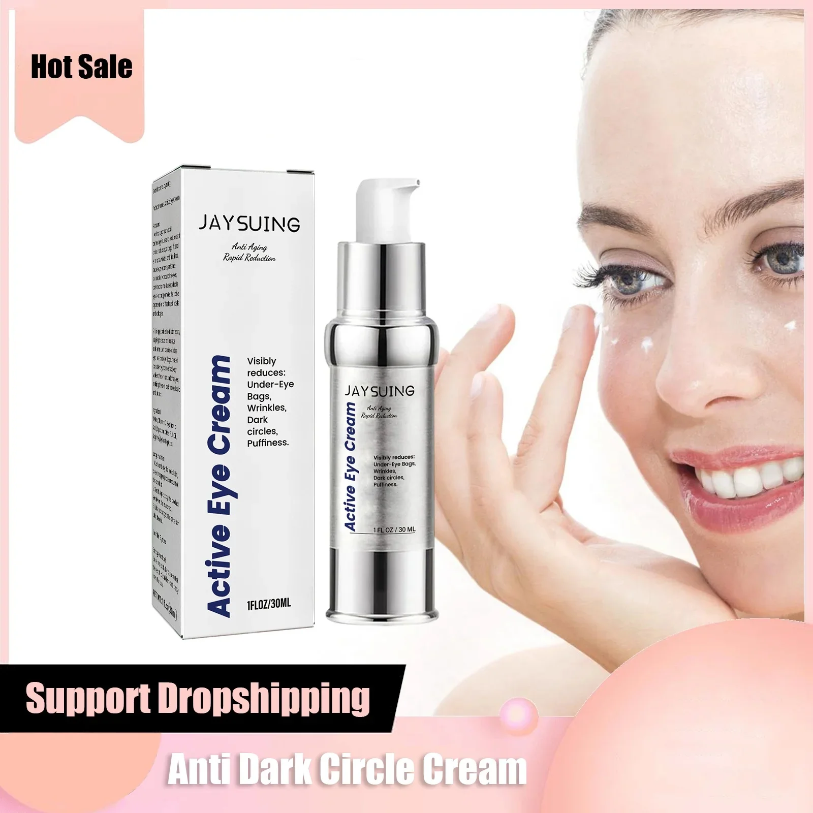 Eye Bags Cream Hyaluronic Acid Fade Fine Line Anti Aging Remove Dark Circle Fat Granule Puffiness Moisturizing Firming Eye Cream