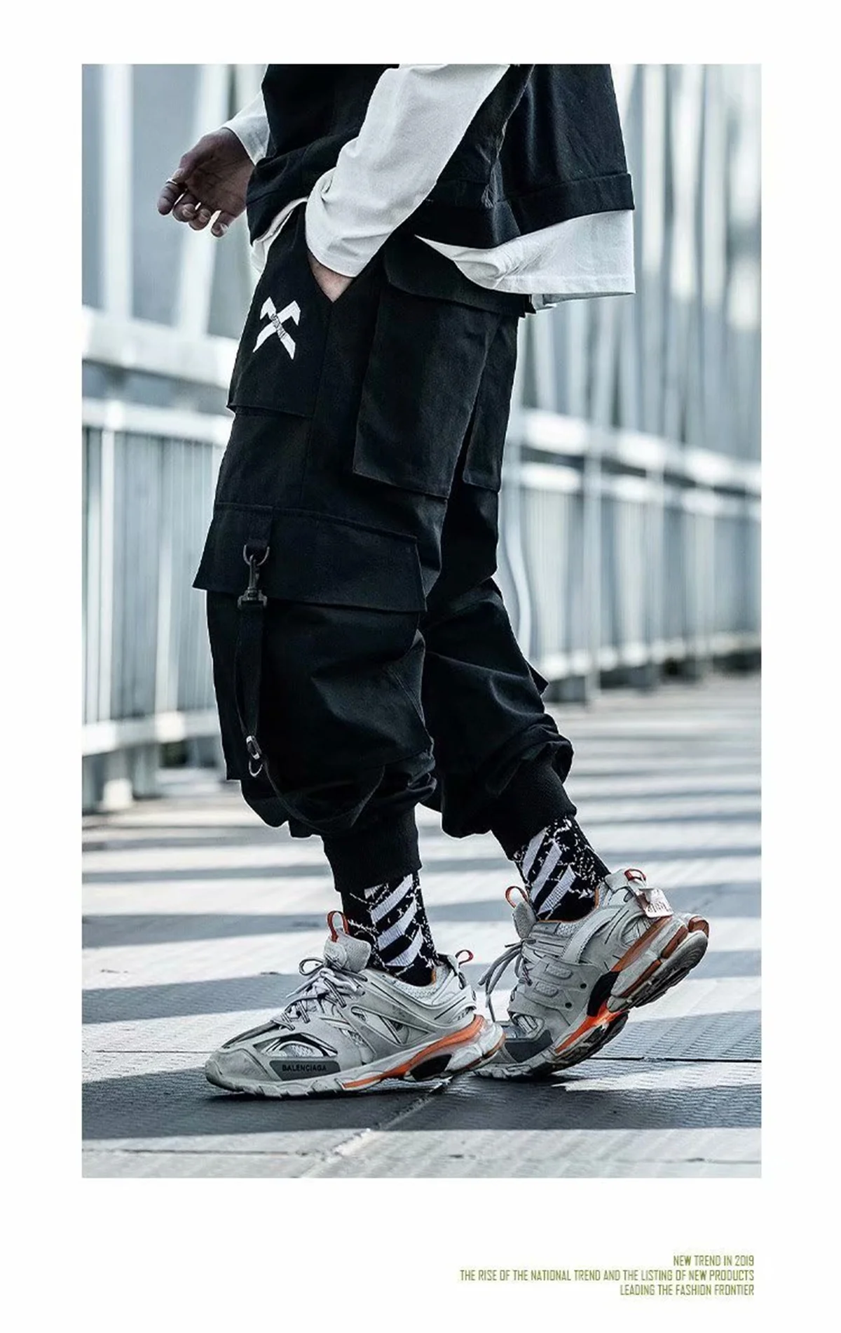 Men's Loose-fit Cargo Pants Trendy Hip Hop Style Embroidered Footwear Autumn/winter Baggy Sweatpants Baggy Pants Sports Girl