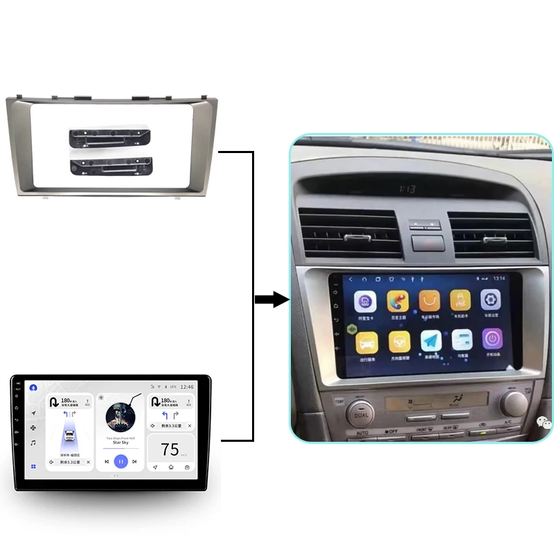 9 Inch Car Frame Fascia Adapter For Toyota Camry 40 50 2006-2012 DVD Stereo Panel ABS Plastic Dashboard Kit Installation 2 Din