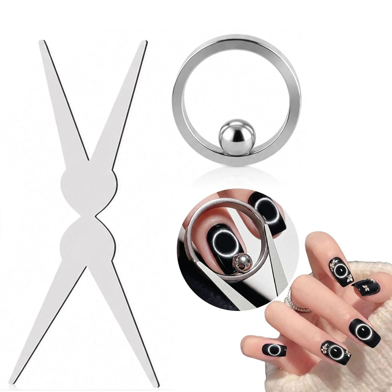 Hollow Cat Eye Nail Art Magnet Black Hole Shape Cat Eye Nail Art Effect Circular Magnet for DIY Magnetic Gel Manicure Tools