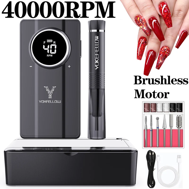 

40000RPM Electric Nail Drill Machine Rechargeable Nail File For Manicure Pedicure Brushless Nail Drill Machine Milling Cutter