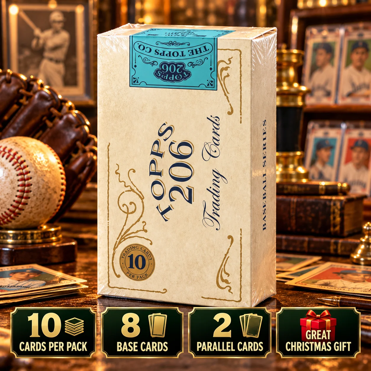 2020 Topps T206 Baseball Series 5 Trading Card Box, 10 Cards per Pack, 8 Base Cards & 2 Parallel Cards per Pack, Vintage Style Baseball Card Collection for Trading, Pack Opening, Hobby Collecting, Christmas Gifts and Holiday Gift Giving