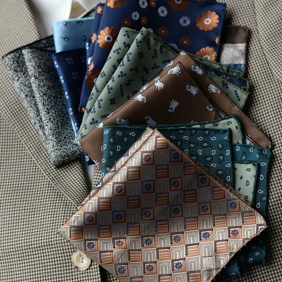 Pochette de poche formelle de luxe, mouchoir floral rayé bleu marine, mouchoir pour document marron, mouchoir pour banquet de mariage, accessoires Craings.com, 24cm, 2025