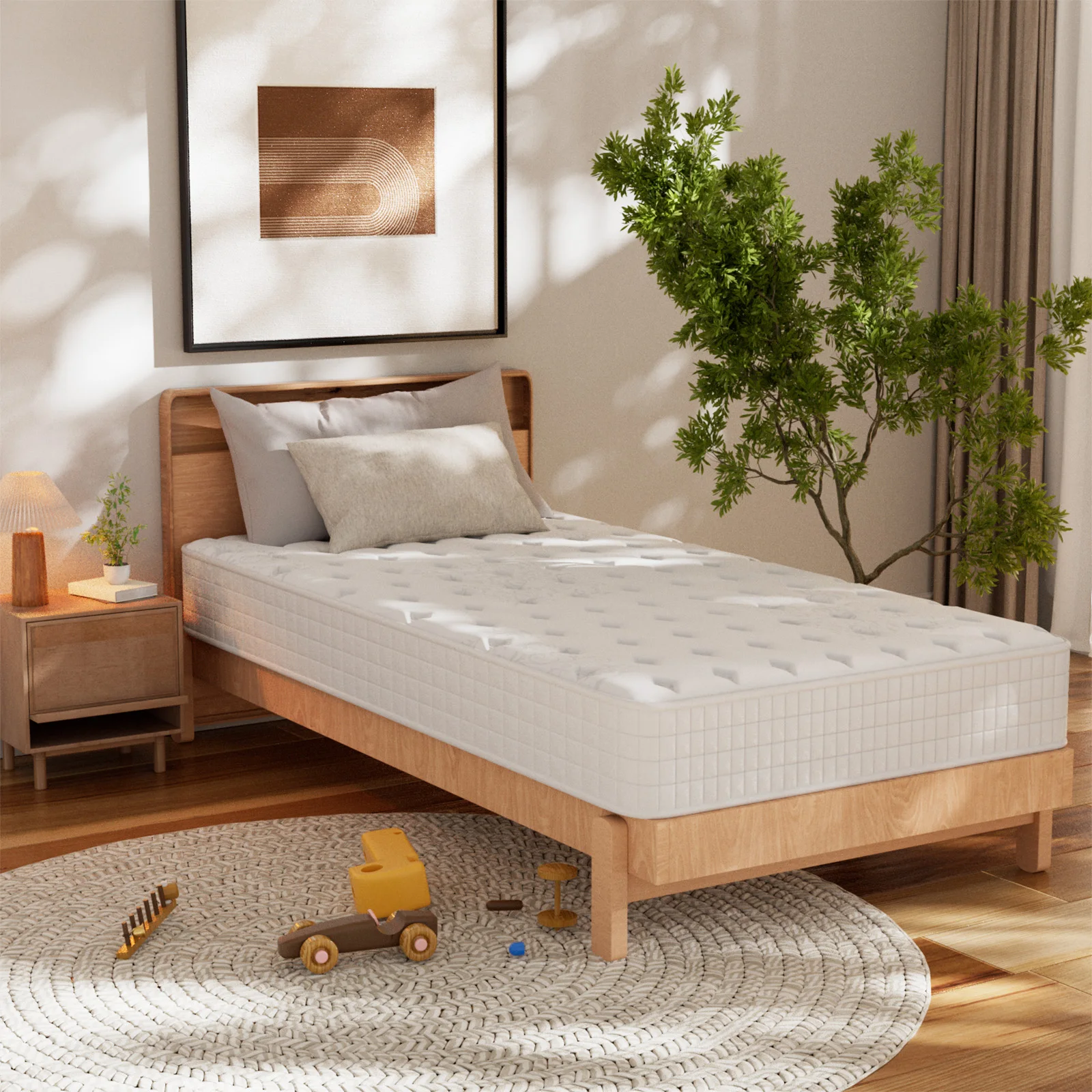 Matras hoogte 20 cm, vier maten beschikbaar, gevoerde verenmatras + mousse, zero pressure, gemiddelde stevigheid