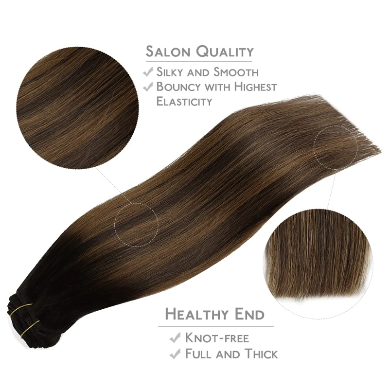 Clip en extensiones de cabello humano 100% Real, 7 unids/set/set, extensiones de cabello Natural, Clip de cabello, piezas de cabello Remy liso