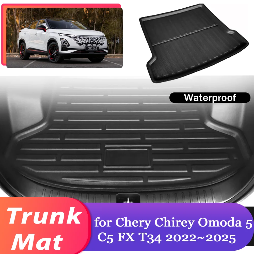 

Коврик в багажник автомобиля для Chery Chirey Omoda 5 E5 C5 T34 Fownix FX 2023 ~ 2025, водонепроницаемый багажник, коврик для багажника, аксессуары