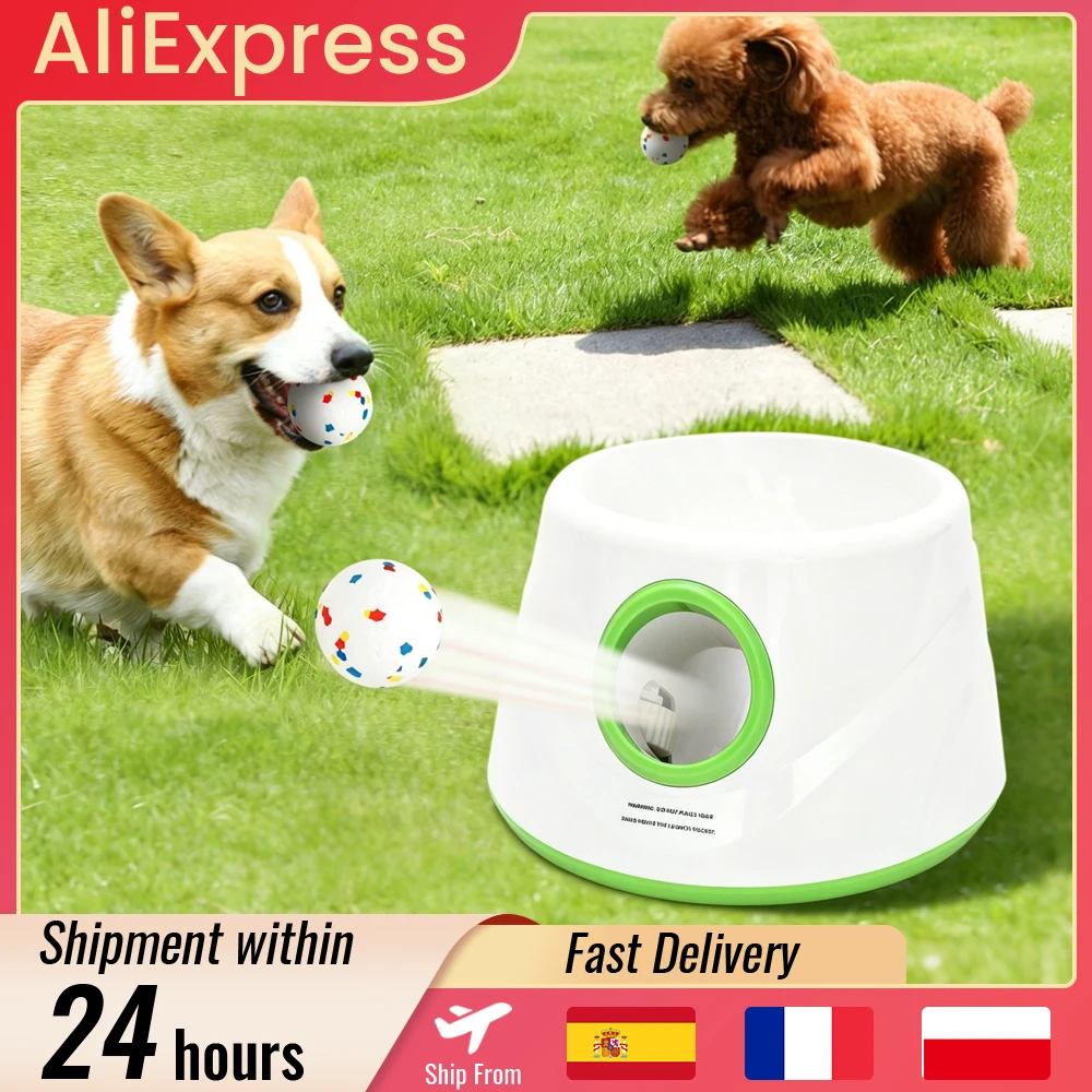 Lanceur automatique de balles pour chien, rechargeable, jouet interactif pour animaux de compagnie, lanceur de balles de tennis pour chien avec 3 modes de distance et 3 balles pour chiens de petite taille, jeu interactif pour chiots