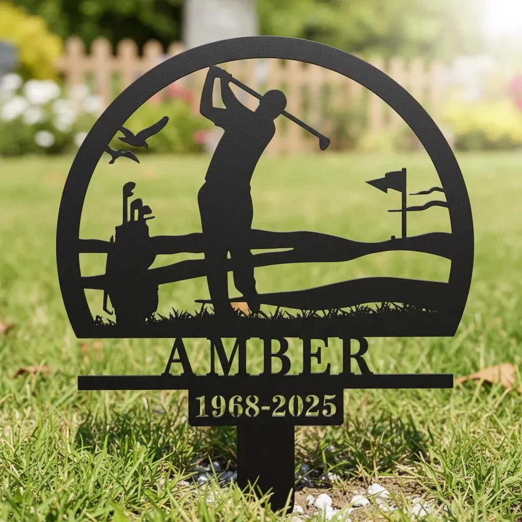Custom Golf Remembrance Stake,Personalized Golf Name Stake,Golfer Grave Marker,Golfer Loss Gift,Golf Cemetery Marker