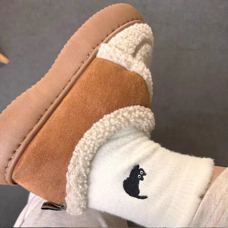 

Girls Soft Mink Velvet Socks Winter Warm Women's Cute Cat Thickened In Tube Sock Hairy Sleep Socks Cozy Home Sleep Floor Sock