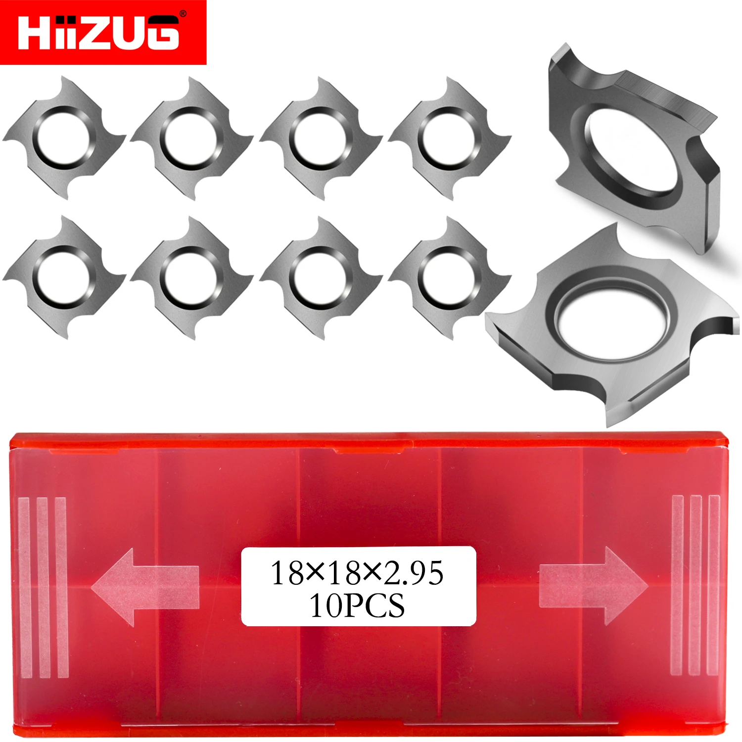 

18mm×18mm×2.95mm 4 Edges Carbide Inserts Knife Blades Cutters Grooving Cutter Heads 10pcs