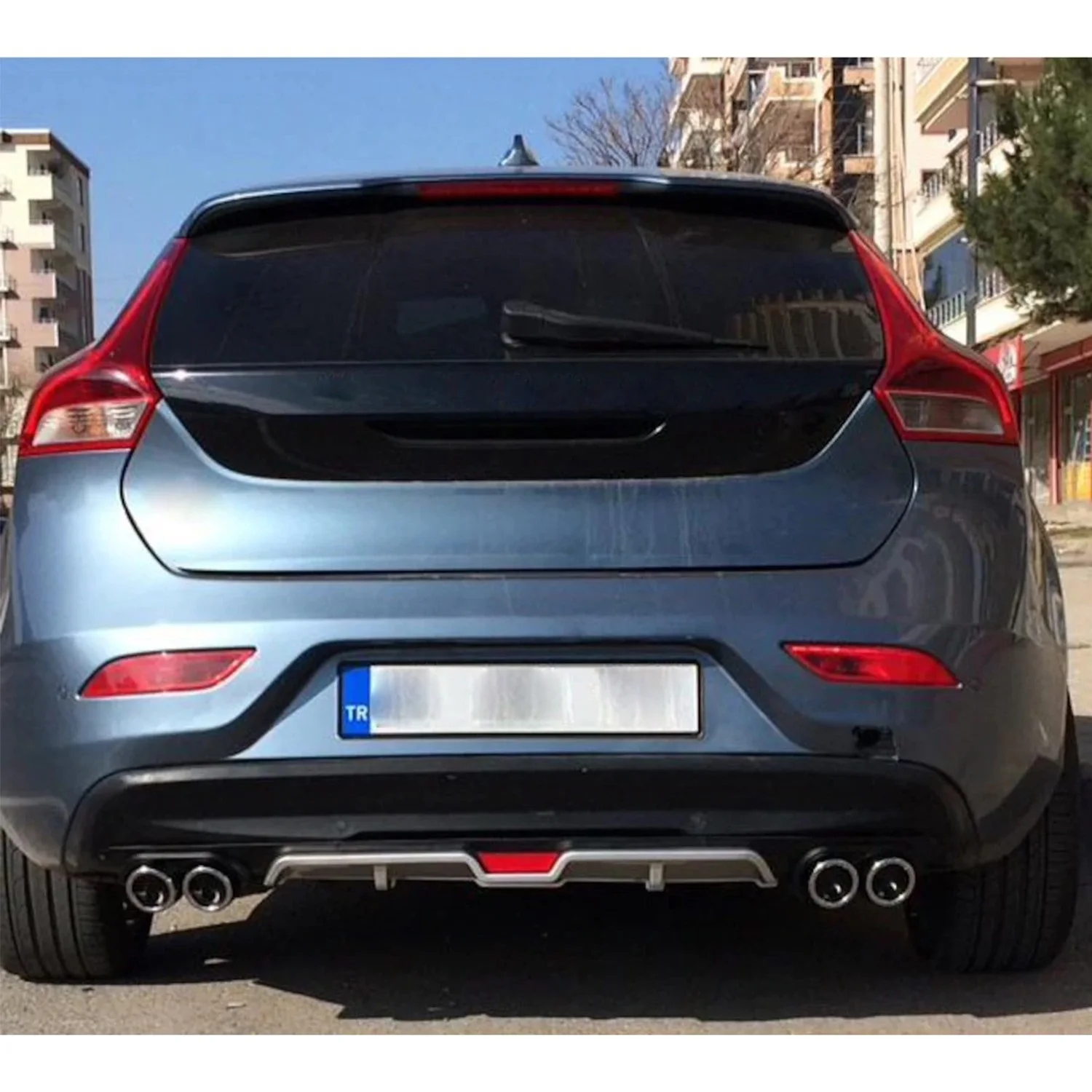 

For Volvo V40 Car Rear Bumper Diffuser Black ABS Plastic Car-Universal Chrome Auto Styling Wings Spoiler Body Kit Splitter Lip