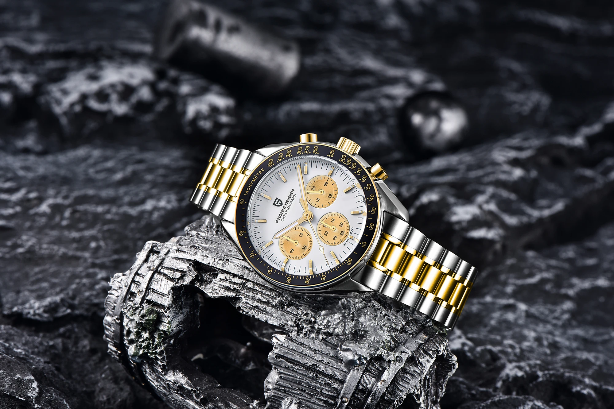 PAGANI DESIGN Neue Herren-Quarzuhr Goldene Monduhr Herren VK63 Speed Sport-Chronograph AR Saphir Leuchtend Lokaler Versand – Detail 26