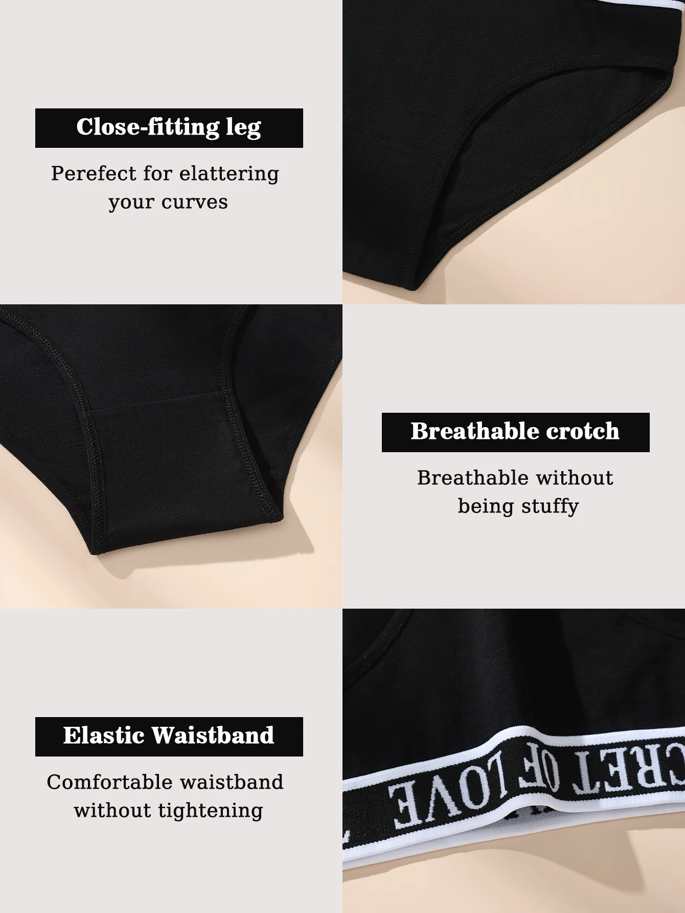 Dámské kalhotky Hotcom 5 ks, módní trojúhelníkové bavlněné, pohodlné, bezešvé, se závitem, kontrastní barvy, měkké - náhled 6