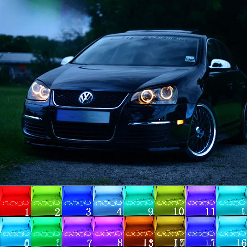 Wielokolorowy pilot RGB LED Angel Eyes Ring Eye DRL RF do Volkswagen VW golf 5 Rabbit Jetta R32 V mk5 2004-2009 Akcesoria — zdjęcie 2