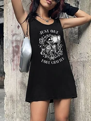 Letters and Skull Print Summer Women's Sleeveless Tank Top Loose Dress