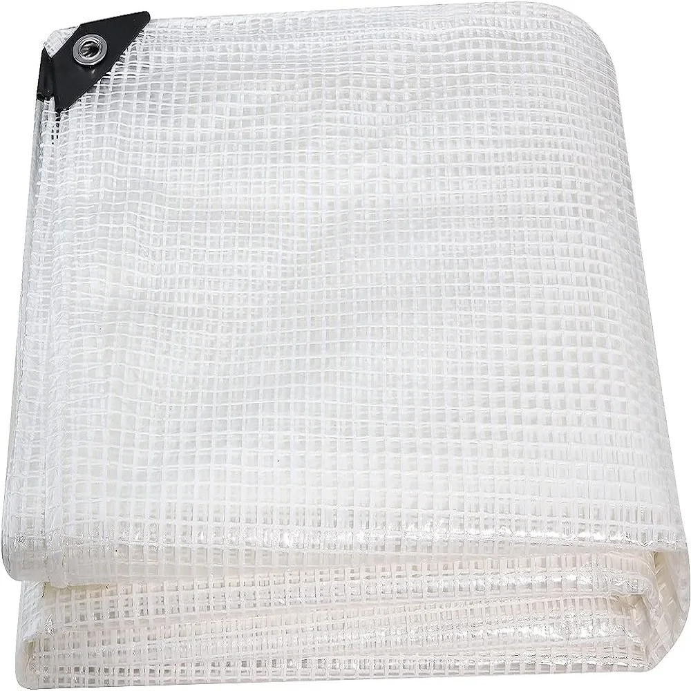 9.35 ft. x 20 ft. Clear White Mesh Tarp Heavy Duty Waterproof for Greenhouse Outdoor Gardening Farming Camping Yard