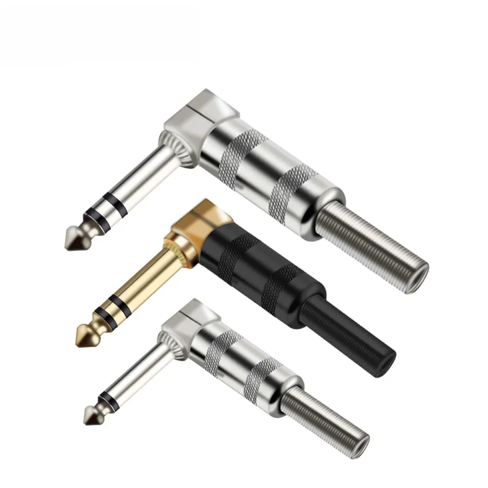 2 Stuks 6.35 Mm Mono/Stereo 1/4 "Haakse Stekkers 6 Hoeken Met Lente Stekker Connector jack Plug Voor Elektrische Gitaar Pedaal - afbeelding 2