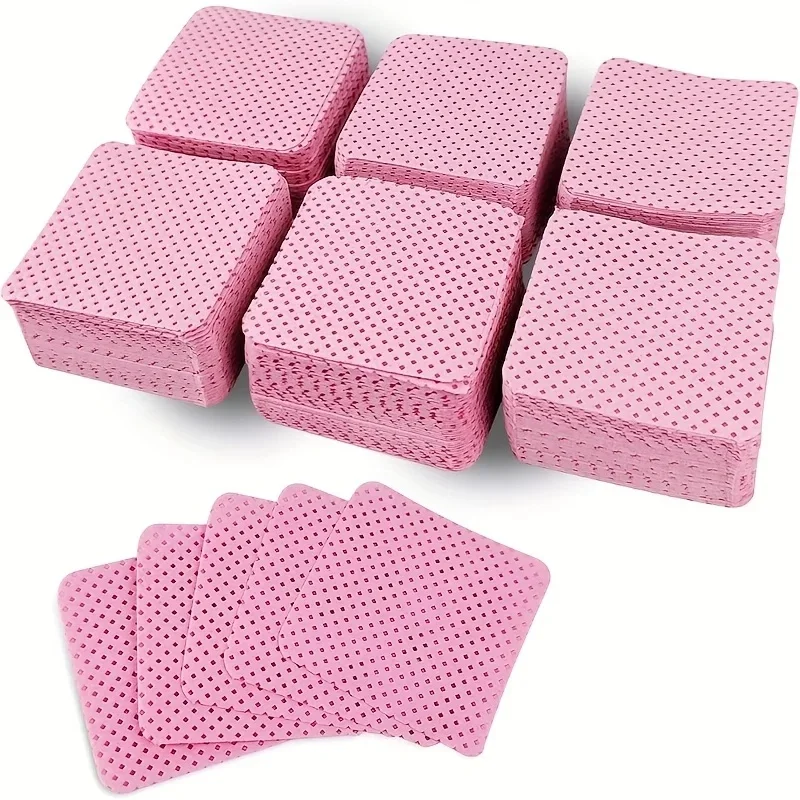 50 morceaux de lingettes pour ongles sans velours, lingettes pour ongles super absorbantes pour enlever le polissage du gel, l'extension des cils et des ongles (blanc rose)