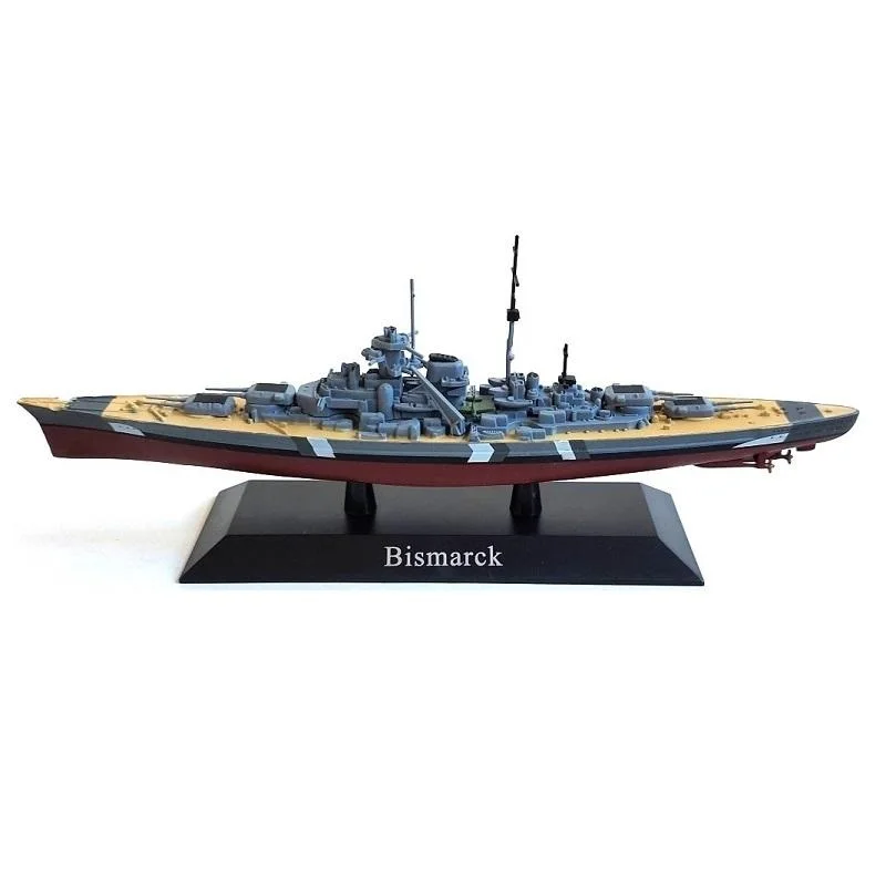 DeAgostini warship Bismark miniature Diecast collectible 1:1250 scale Aporx 9-12 cms Kriegsschiffe Collection boats German Kriegsmarine 1935-45 Blister Original packing pedestal with name