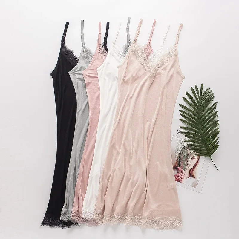 Birdsky, 1PC 30% naturalny jedwab kobiety V neck camisole mini koszula nocna koszula nocna halka, pełne slipy pod sukienką. Lub-64 — zdjęcie 2