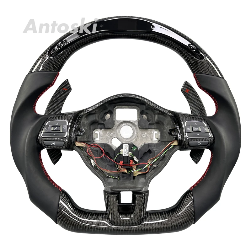 

Спортивный руль для Volkswagen Golf6 R MK6 MK7 MK8 GTI Polo с умной LED-подсветкой, настраиваемый, из карбона