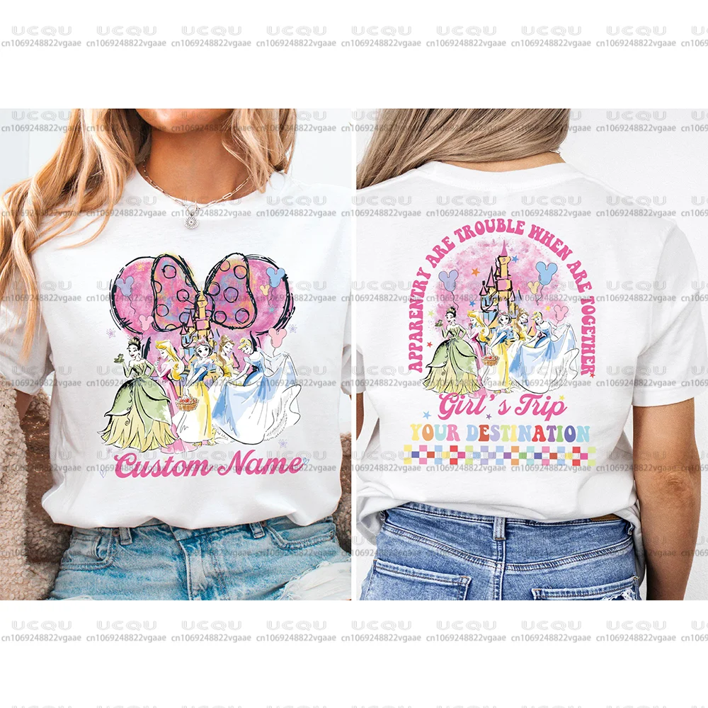 2026 ディズニー ミニー ボウ ファミリー Tシャツ Tシャツ トップ 誕生日旅行 女の子 Y2k 服 コットン プリンセス スウェットシャツ パーティー 城