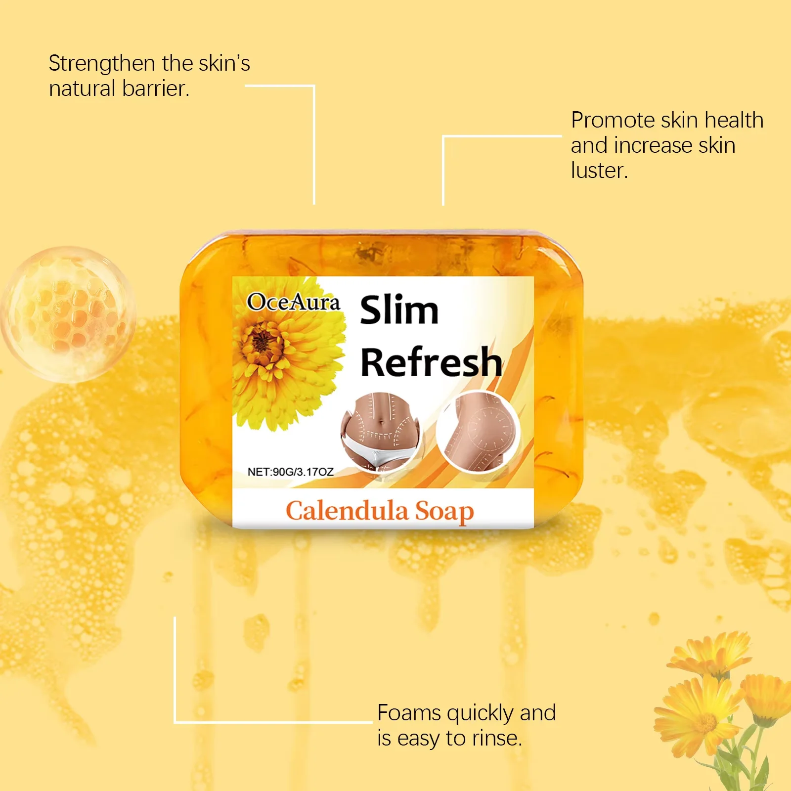 Oceaura 90 جرام نحت الجسم صابون التخسيس شركة الخصر البطن مثير لطيف التطهير يهدئ الجلد تخفيف تورم صابون تدليك نحيف