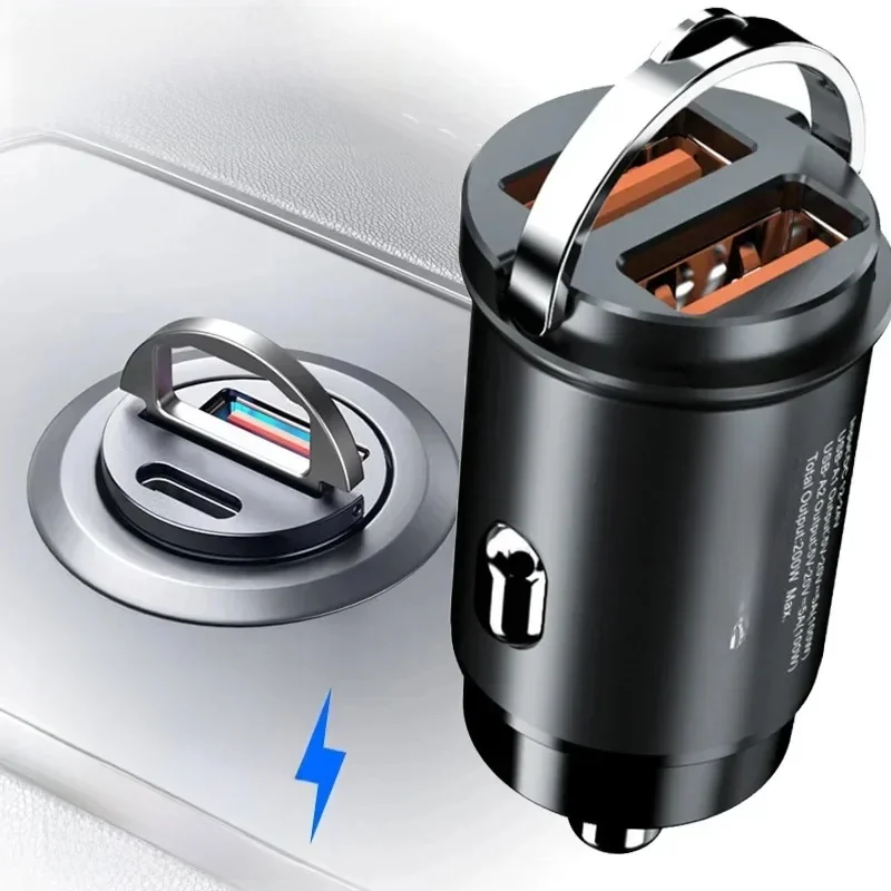 100W/200W QC3.0 PD Mini Car Charger 12-24V Cigarette Lighter Quick Charge Car USB C Type Charger for iPhone Car Accessories