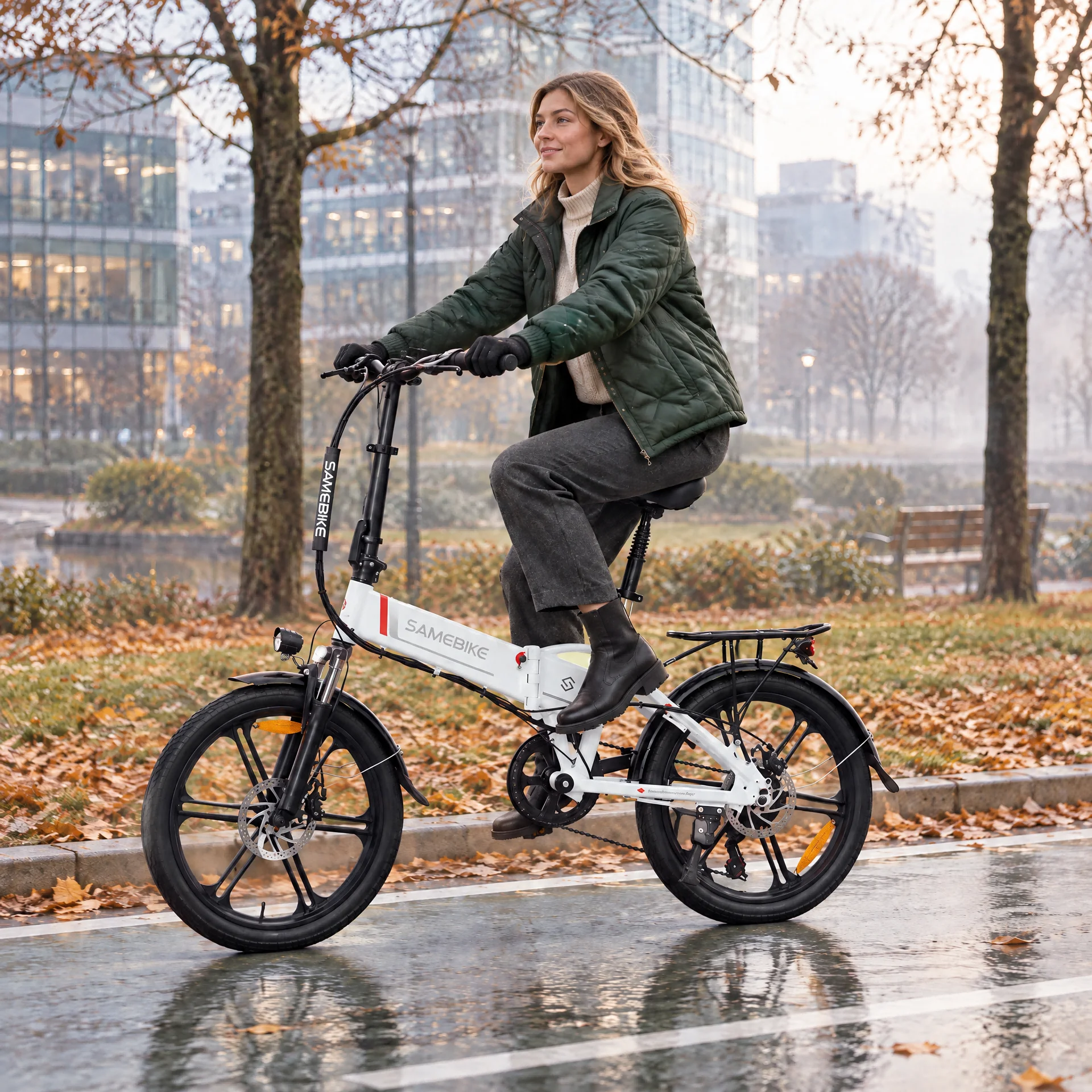 SAMEBIKE 20LVXD30-II, bicicletta elettrica pieghevole, pneumatici da 20 pollici, motore brushless da 250 W, batteria da 48 V e 10 Ah, velocità massima di 25 km/h, dotata di supporto per telefono,