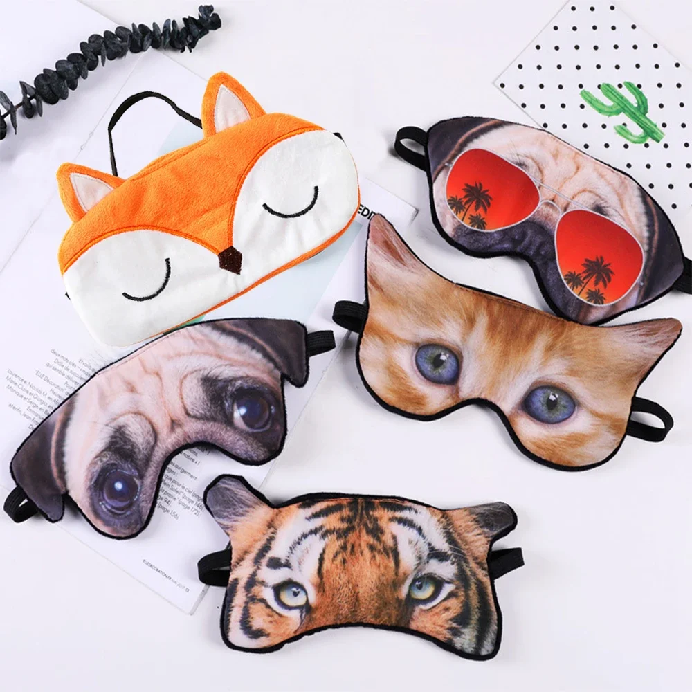 Maska na oczy 3D Animal Dog Tiger Fox Miękkie, światłoodporne osłony na oczy dla kobiet i mężczyzn do lepszego snu w podróży Maski do odpoczynku — zdjęcie 2