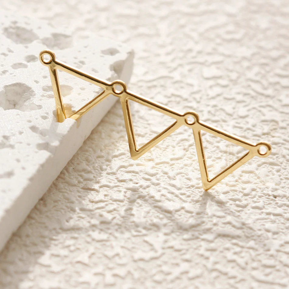 DIY Supply-Premium Plated Laser Cut Solid Brass Link - Triangle 38.4x10.9mm (4905C-1)