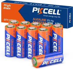 PKCELL 10-Count 23A 12 Volt Alkaline Batteries A23 A23 23A 12V MN21 V23GA Battery for Garage Door Openers Ceiling Fan Remotes