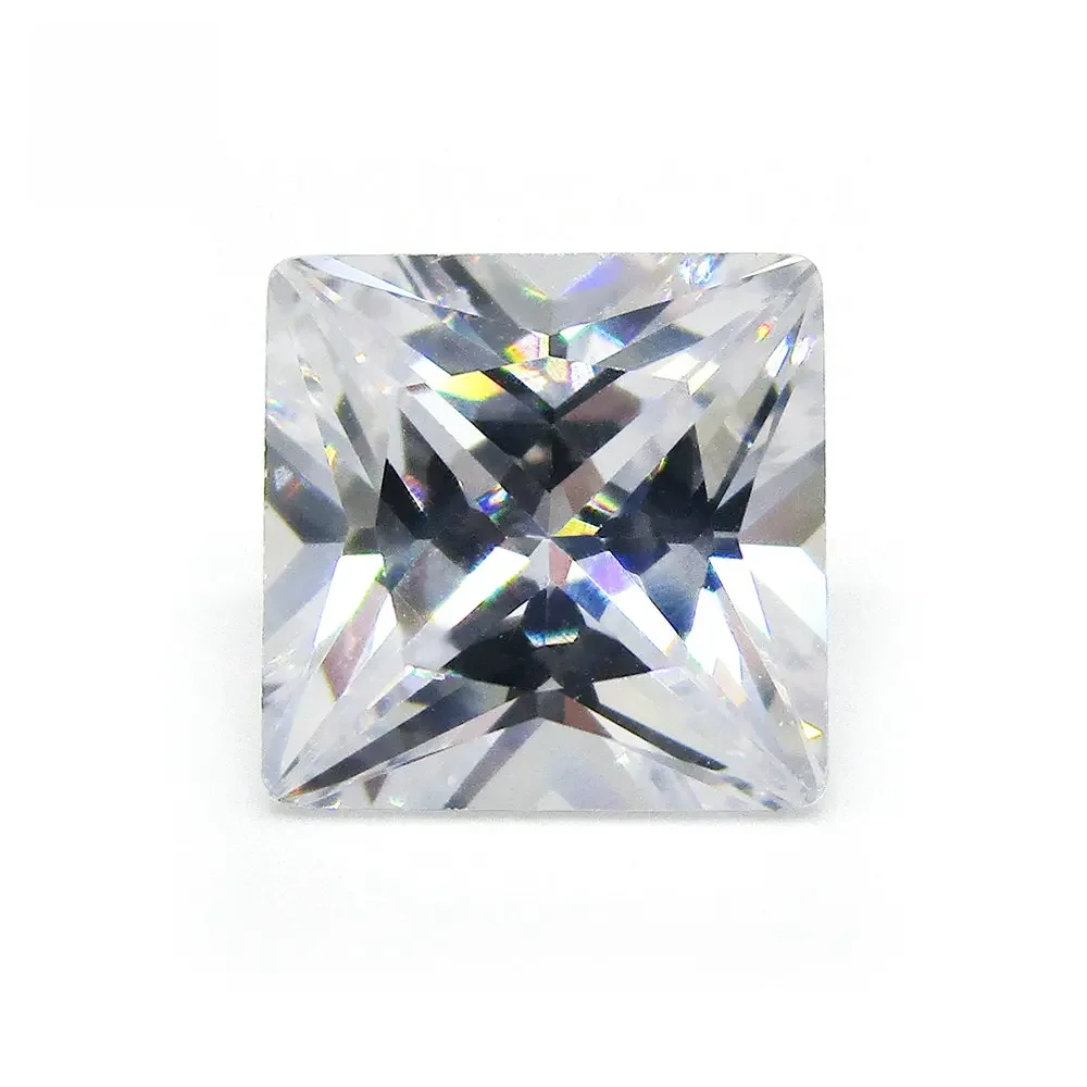 Rozmiar 1,5 * 1,5 mm ~ 12 * 12 mm 5A Kwadratowy kształt Biała cyrkonia sześcienna Kamień Princess Cut Luźne CZ Klejnoty na sprzedaż — zdjęcie 2