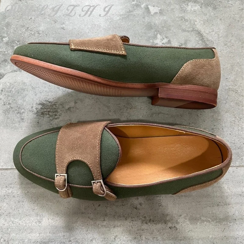 Gemischte Farben Luxus Herren Slipper lässig hand gefertigte Doppel gürtels chnalle Design klassische formelle Schuhe bequeme Herren schuhe