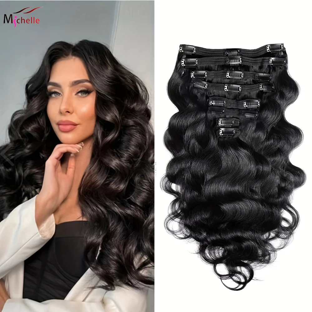 

Body Wave Clip In Hair Extensions Human Hair 100% Brazilian Remy Virgin Hair Natural Color Body Wave Clip-Ins 8 Pcs With 18Clips