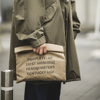 Maden Retro กระเป๋าถือน้ํามันขี้ผึ้งผ้าใบ Postman กระเป๋าคลัทช์เอกสารอย่างเป็นทางการ Casual ซองจดหมายเอกสารกระเป๋าเล็กสําหรับชาย