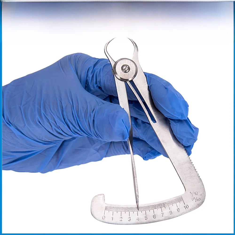 Dental ortodontyczna suwmiarka linijka do wosku metalowego wskaźnik korony ze stali nierdzewnej pomiar 0-10mm stomatologia instrumenty chirurgiczne narzędzia — zdjęcie 2