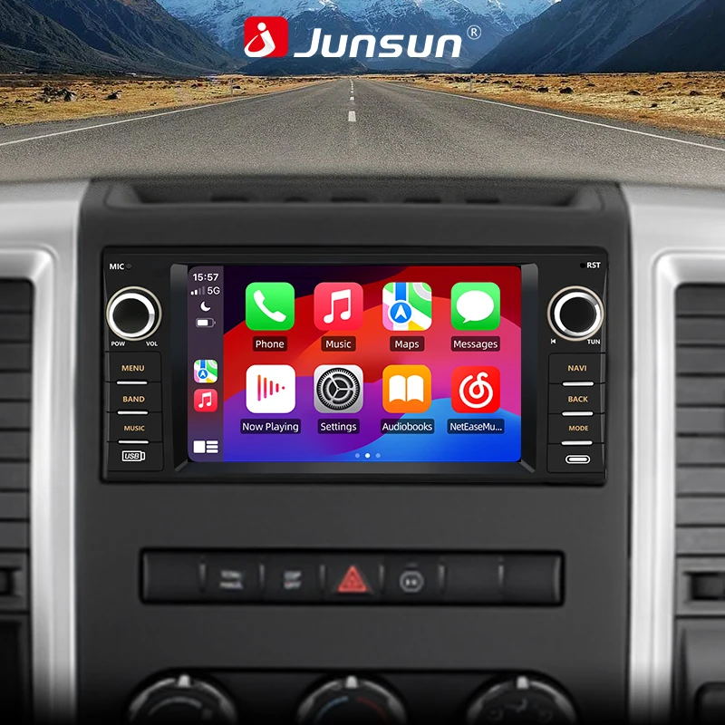 Junsun 4Core 64GB ROM Car Radio Stereo for Dodge Ram 1500 2500 3500 2009-2012 Jeep Wrangler 2007-2018 Avenger Challenger, 7 Inch Touch Screen with Wireless CarPlay Android Auto Backup Camera