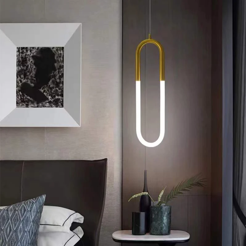 

Paper Clip Shaped LED Pendant Light U Shaped Lamp Kitchen Lighting Fixture Designer Hanging Light for Modern Home Decor