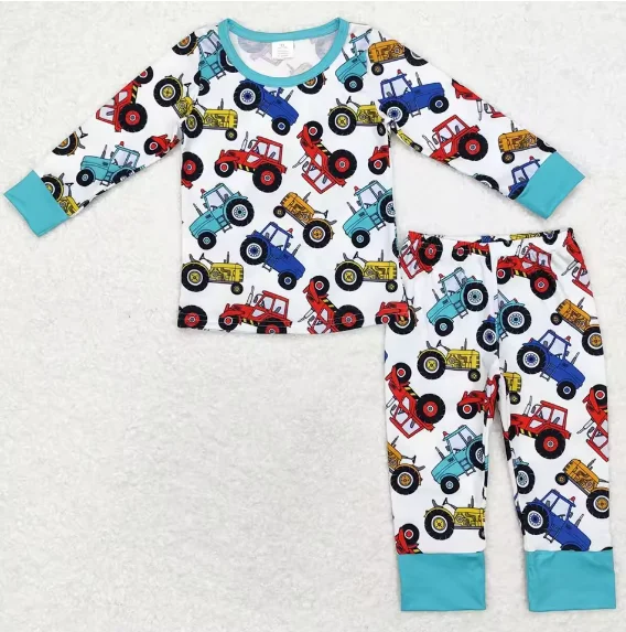 

Wholesale Baby Boys Designer Clothes Farm Tractors Pajamas Sets Boutique Toddler Kids Boys Pajamas Long Sleeve Sleepwear Outfits