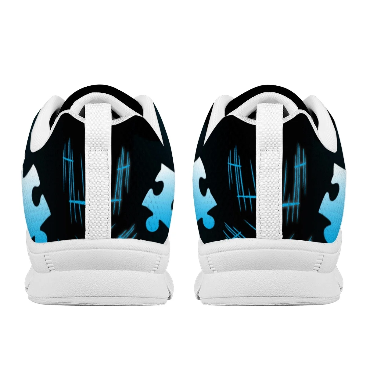 INSTANTARTS Autism Awareness Blue Design Lace-up Sneakers for Women Lightweight Non-Slip Running Shoes Outdoor Casual Flats Gift