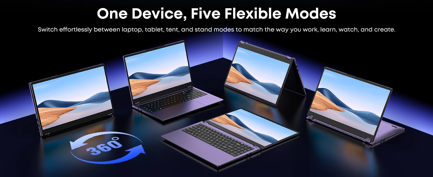 HYPERSTRIX 15.6 Inch 2-in-1 Touchscreen Laptop, 360° Flip Convertible Notebook, Core M3-8100Y, 16GB RAM 512GB SSD, FHD IPS Display, WiFi 5, BT 5.1, Lightweight Computer for Work, Study & Travel