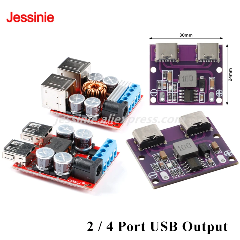 DC-DC 9V 12V 24V 36V zu 5V 3A Step Down Buck Converter Board Dual 2/4 USB Port Typ-C für Auto Ladegerät Solar Stromversorgung Modul