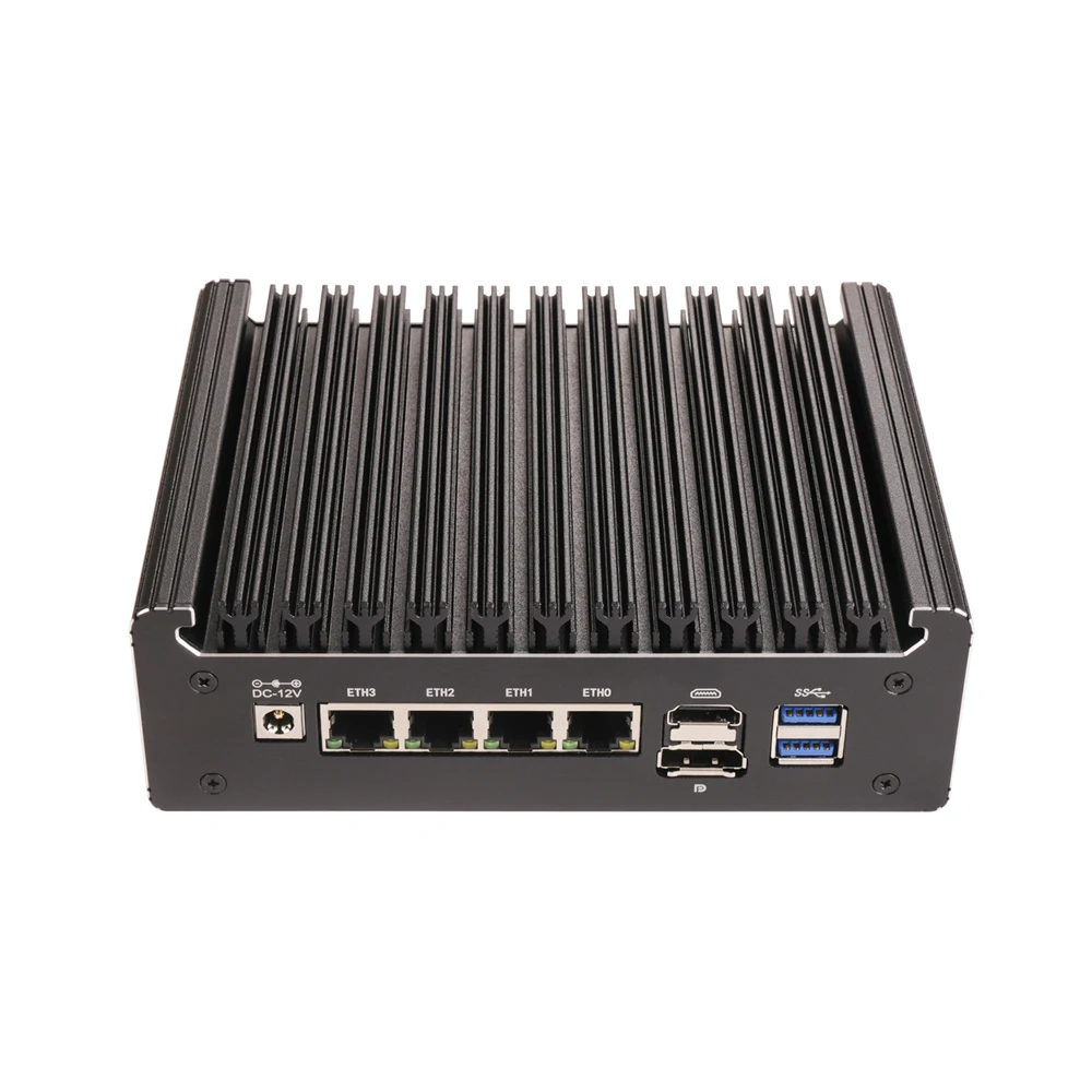 HUNSN Micro Firewall Appliance, Mini PC, OPNsense, VPN, Router PC, N100, RS52,4 x 2.5GbE I226-V, Console, Type-C, HDMI, DP