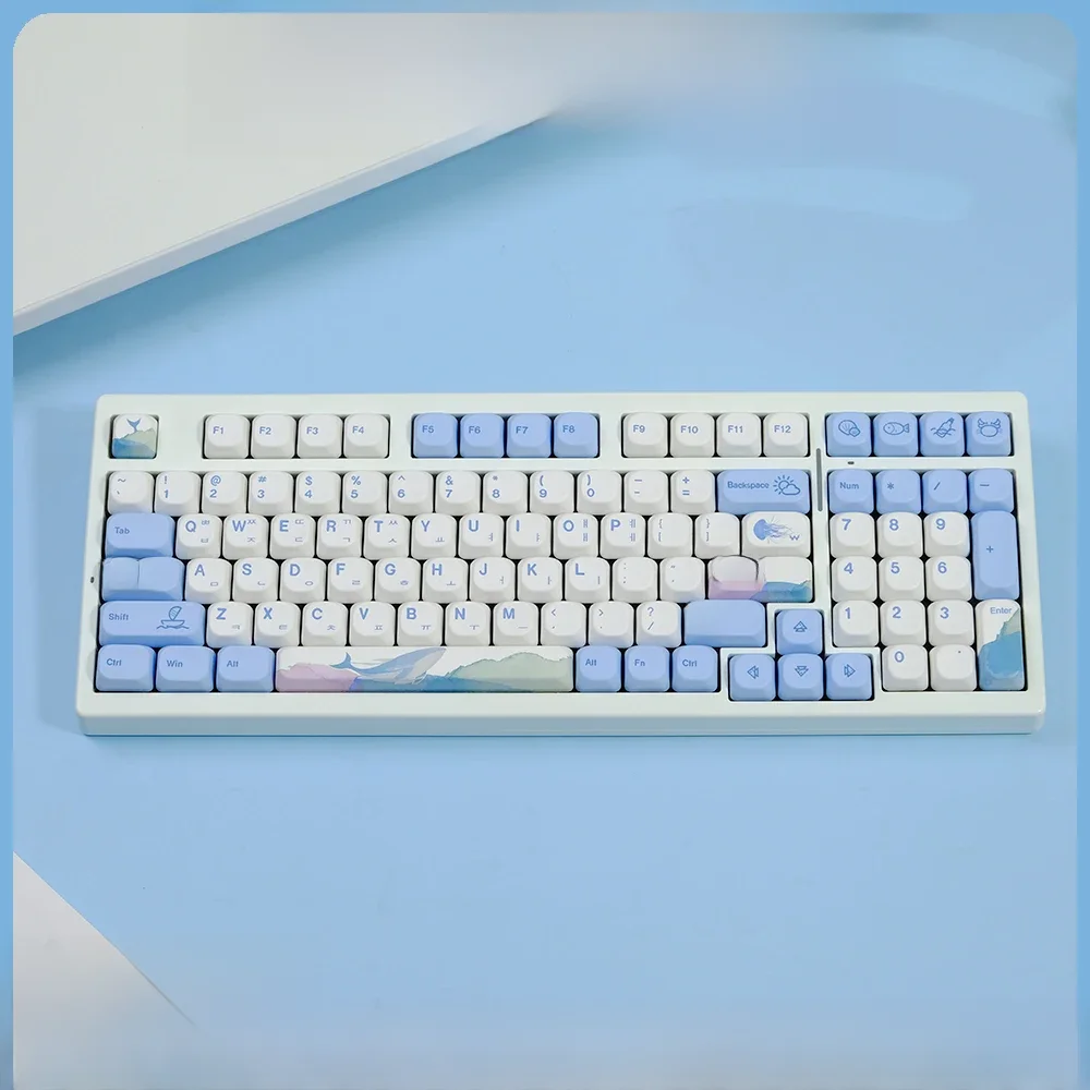 KBDiy KOA Keycaps Ocean Whale PBT Keycap Podobne MOA 7u MAC ISO Japoński Koreański Rosyjski 135 klawiszy/zestaw do zestawu klawiatury mechanicznej — zdjęcie produktu 7