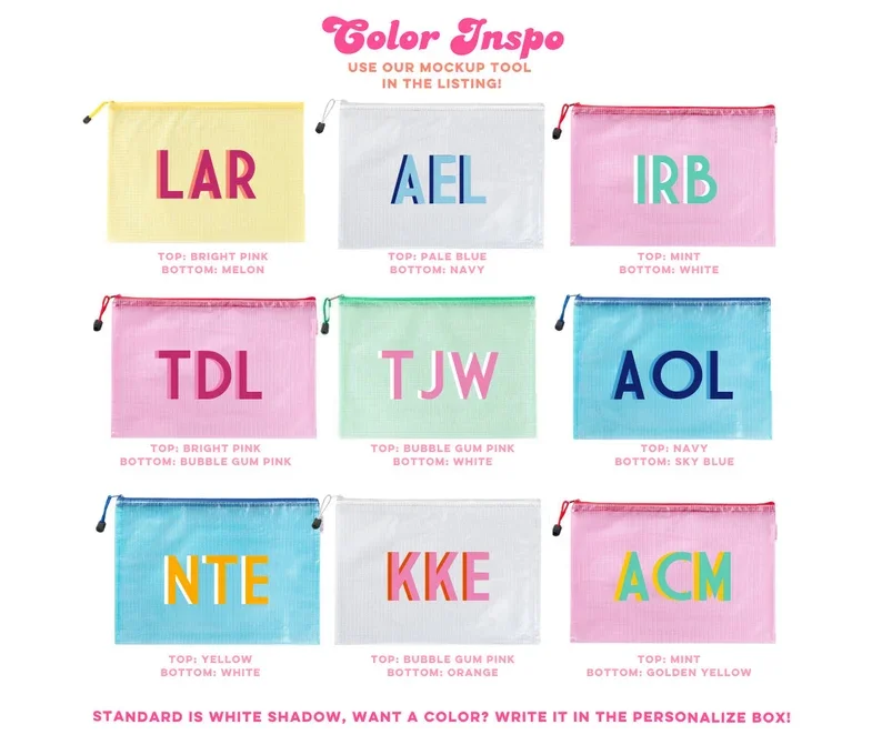 Sac Personnalisé Monogramme Ombre pour Enterrement de Vie de Jeune Fille, Nom d'École, Piscine, Plage, Demoiselles d'Honneur, Mariage, Cadeaux d'Équipe de Mariée